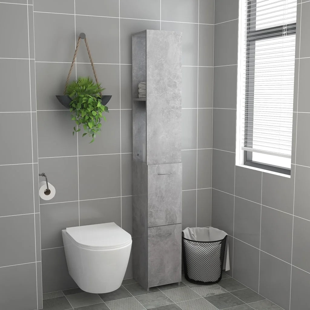 Armadietto Bagno Grigio Cemento 25x26,5x170cm Legno