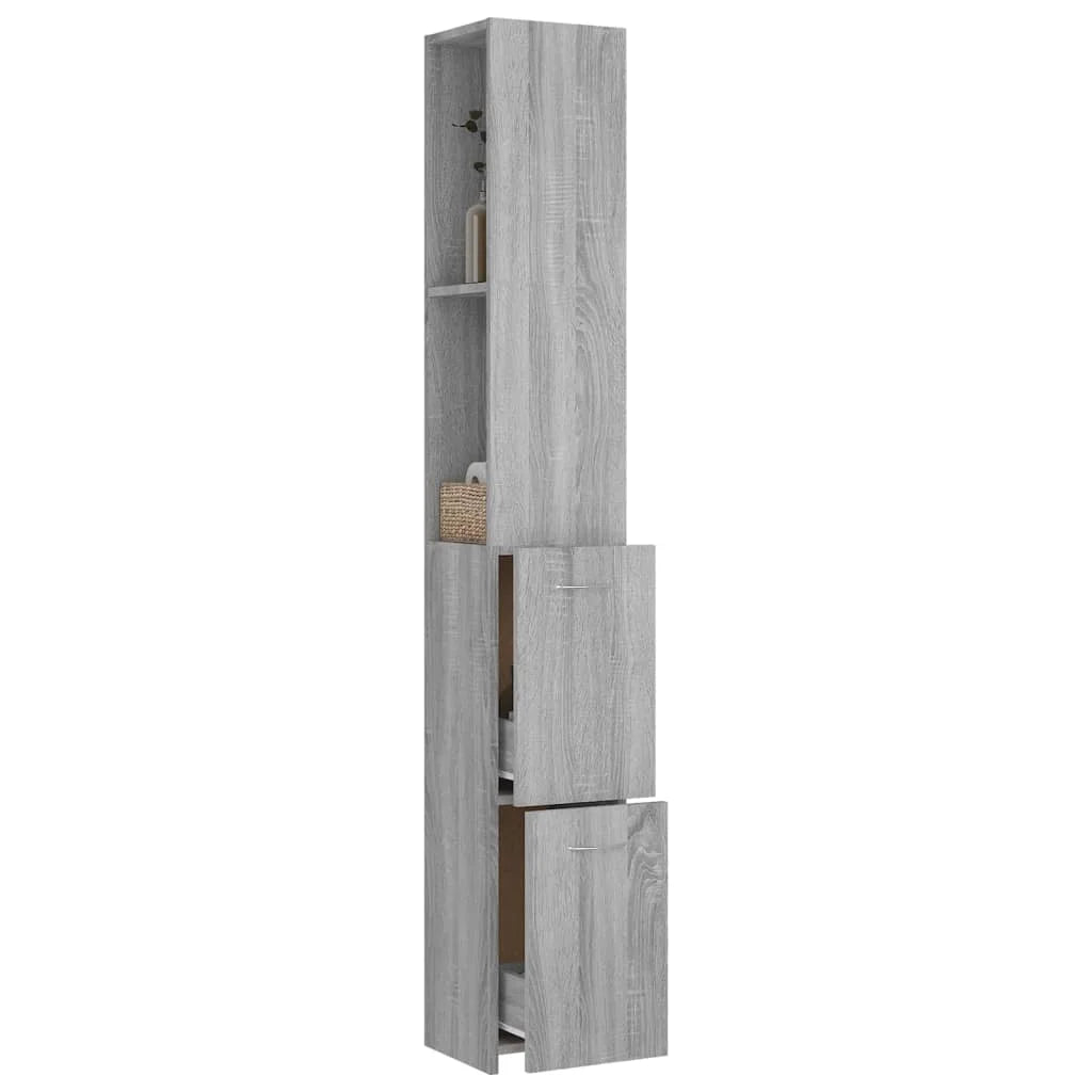 Armadietto Bagno Grigio Sonoma 25x26,5x170 cm Legno