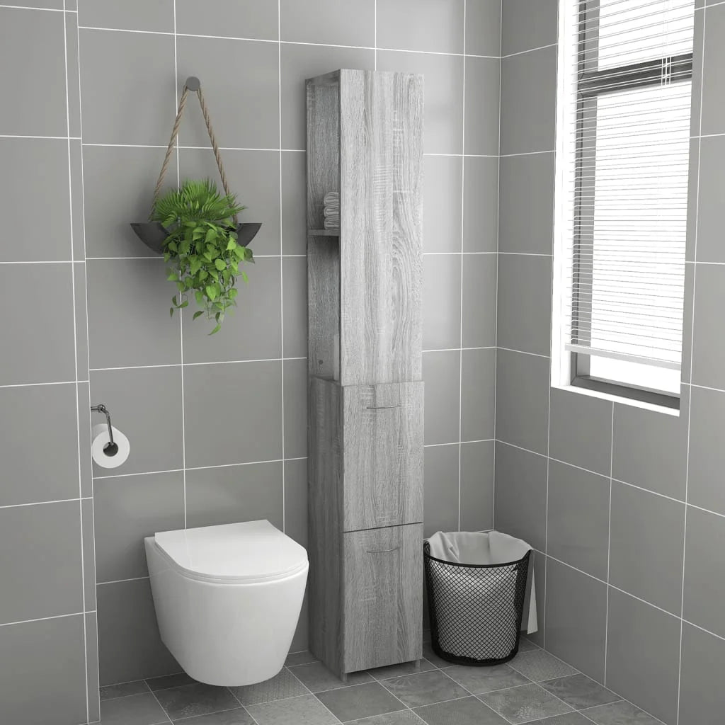 Armadietto Bagno Grigio Sonoma 25x26,5x170 cm Legno