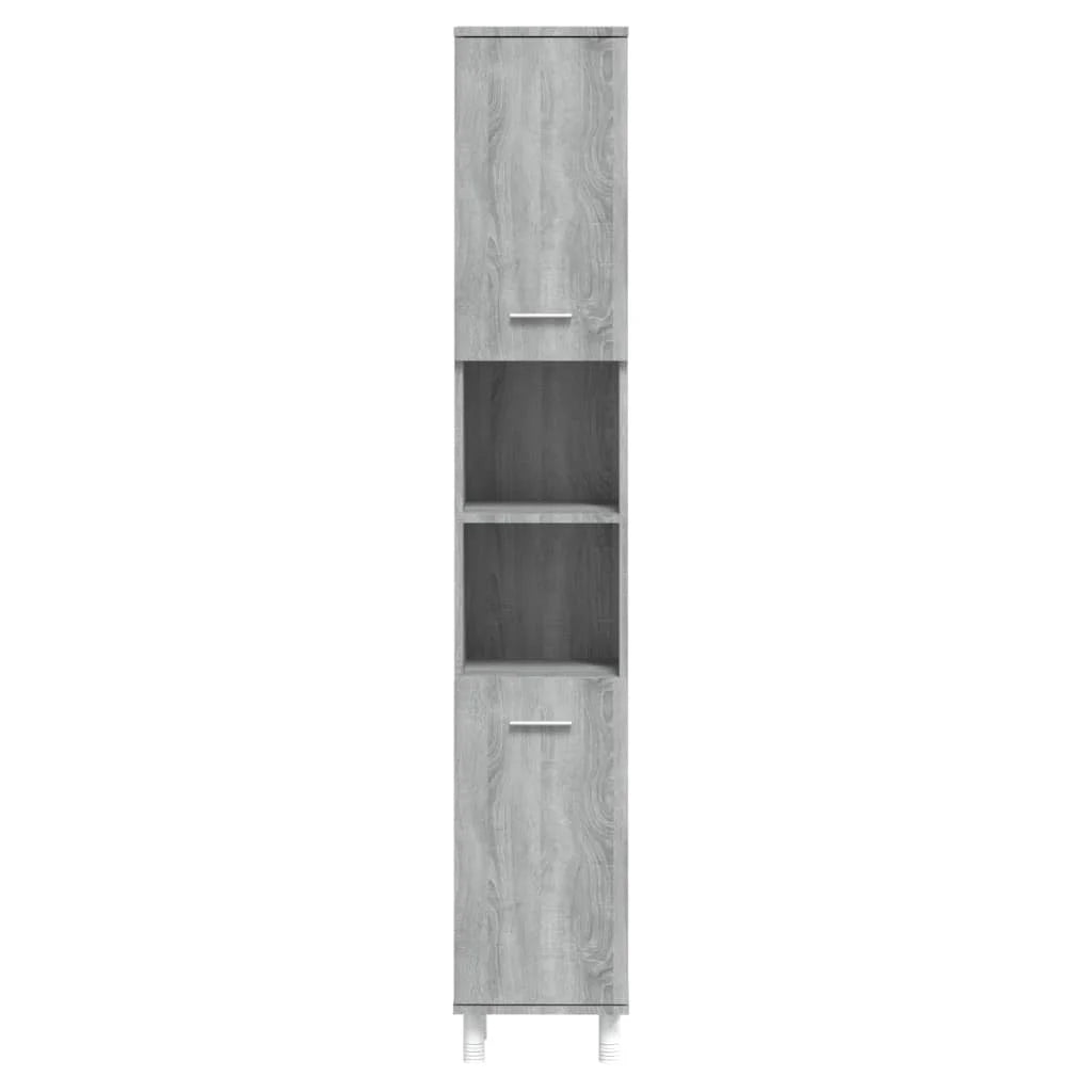 Armadietto Bagno Grigio Sonoma 30x30x179cm in Legno