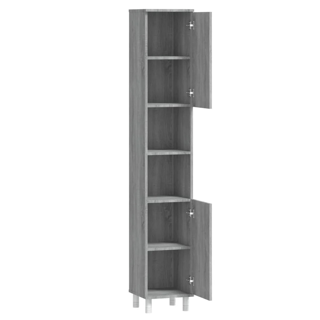 Armadietto Bagno Grigio Sonoma 30x30x179cm in Legno