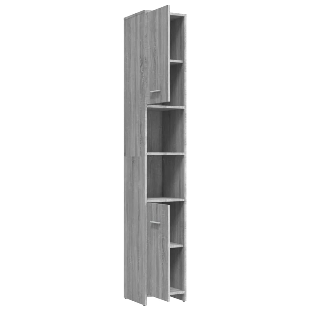 Armadietto Bagno Grigio Sonoma 30x30x183,5 cm Legno