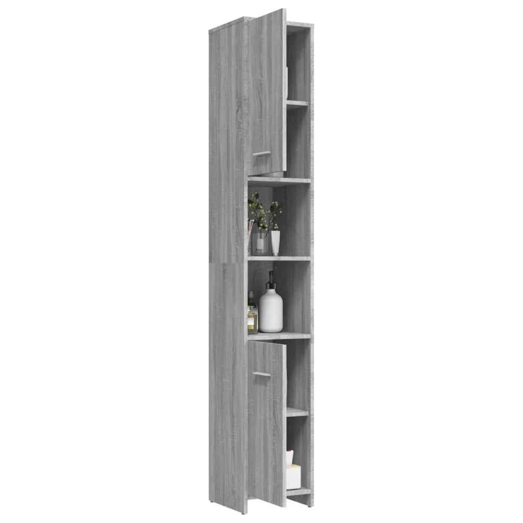 Armadietto Bagno Grigio Sonoma 30x30x183,5 cm Legno