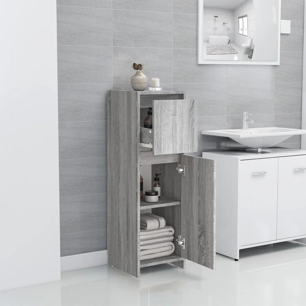 Armadietto Bagno Grigio Sonoma 30x30x95 cm in Legno