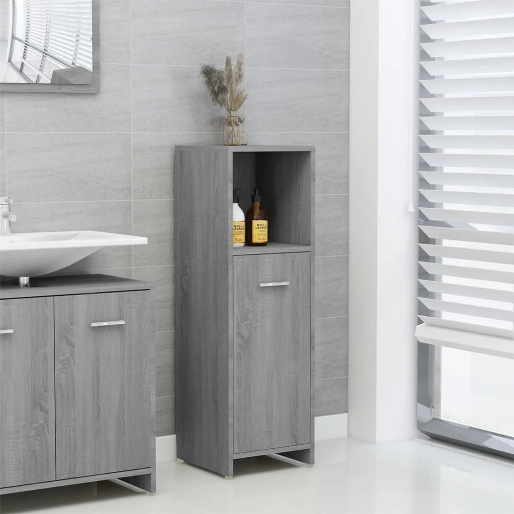Armadietto Bagno Grigio Sonoma 30x30x95 cm in Legno