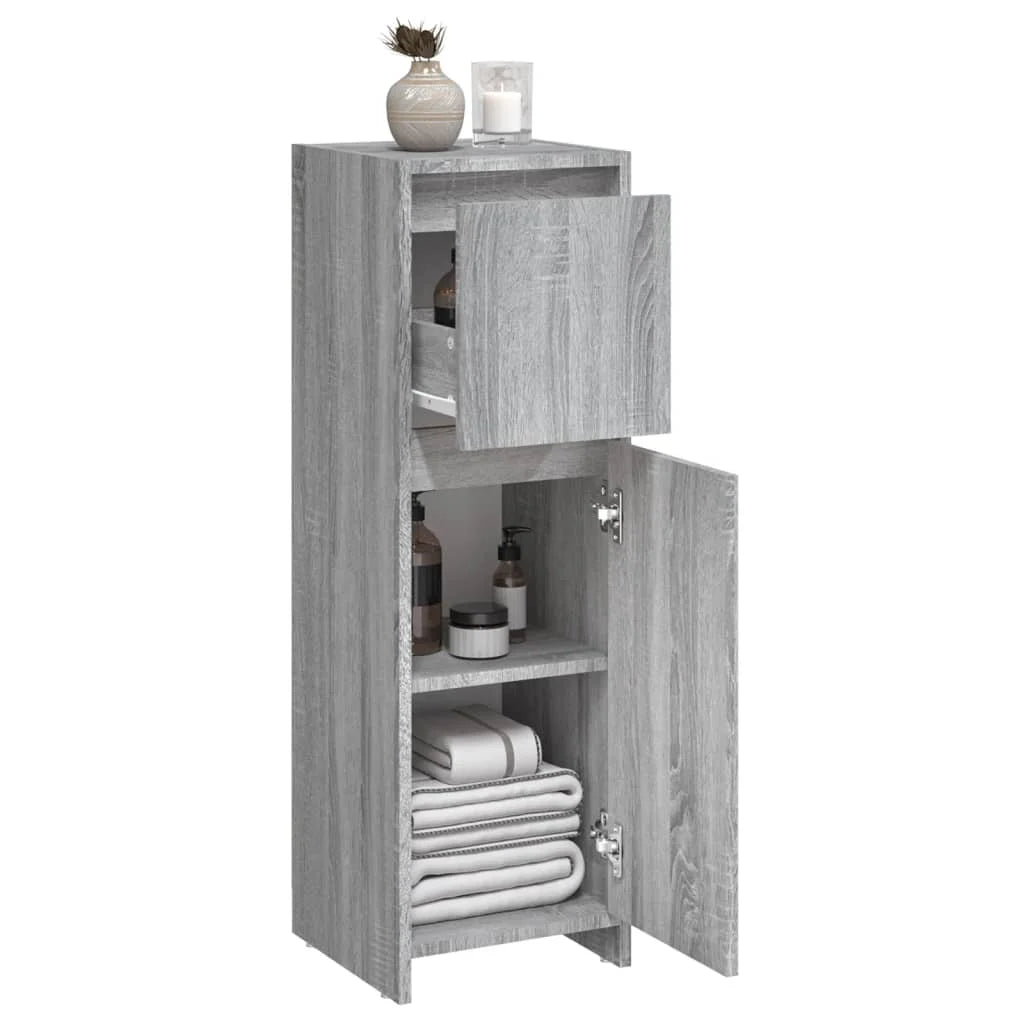 Armadietto Bagno Grigio Sonoma 30x30x95 cm in Legno