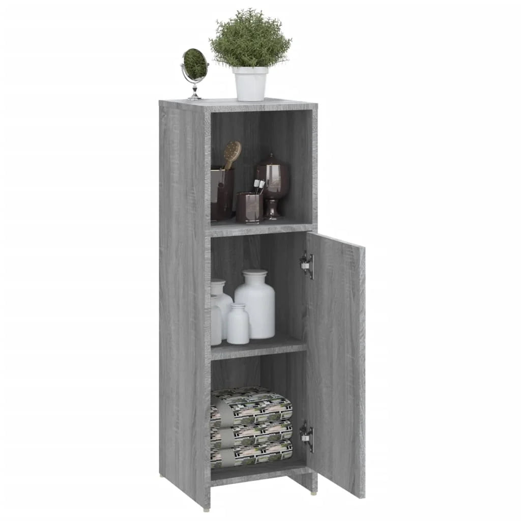 Armadietto Bagno Grigio Sonoma 30x30x95 cm in Legno