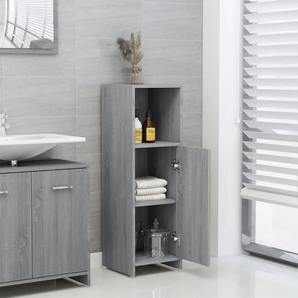 Armadietto Bagno Grigio Sonoma 30x30x95 cm in Legno