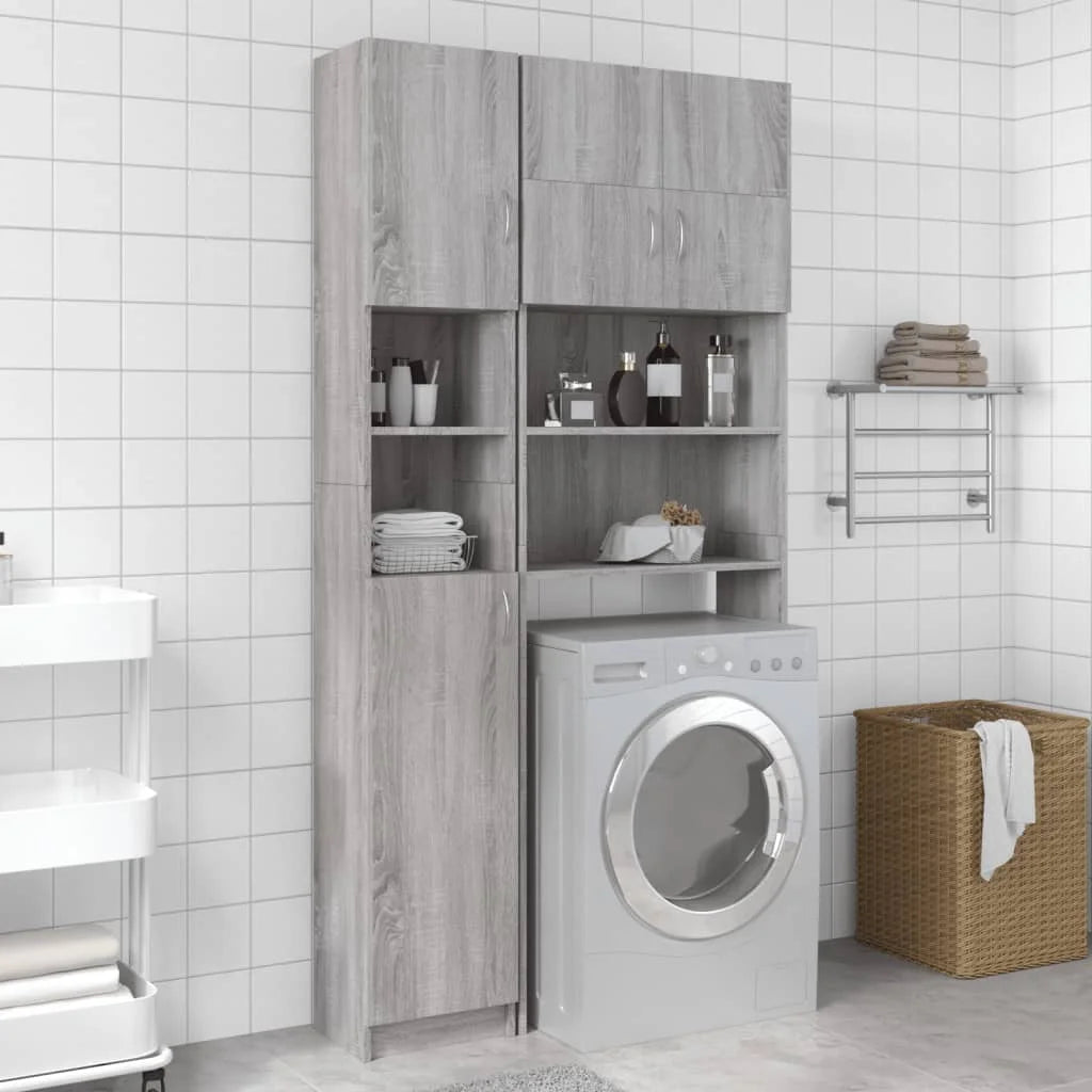 Armadietto Bagno Grigio Sonoma 32x25,5x190 cm Legno
