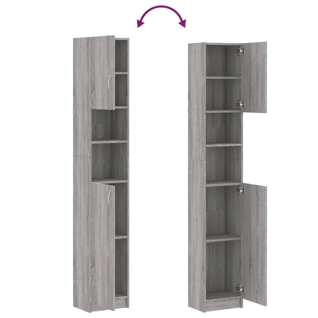 Armadietto Bagno Grigio Sonoma 32x25,5x190 cm Legno