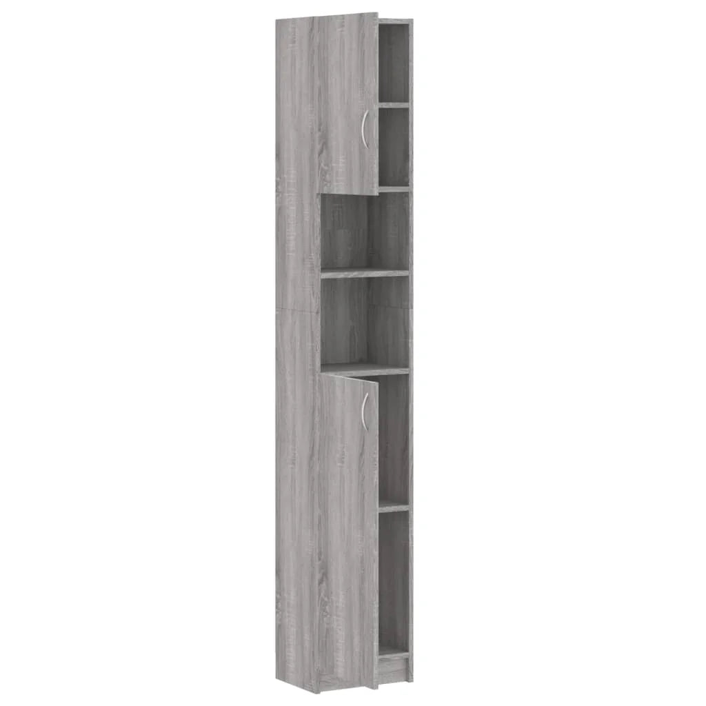 Armadietto Bagno Grigio Sonoma 32x25,5x190 cm Legno