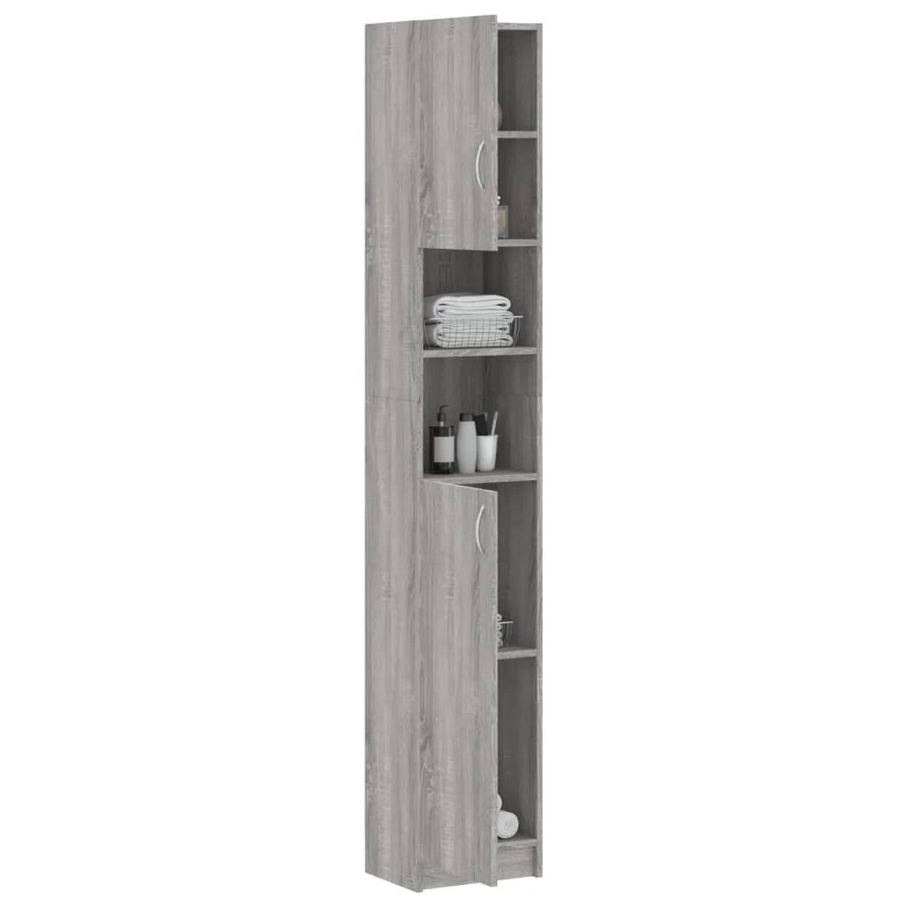 Armadietto Bagno Grigio Sonoma 32x25,5x190 cm Legno