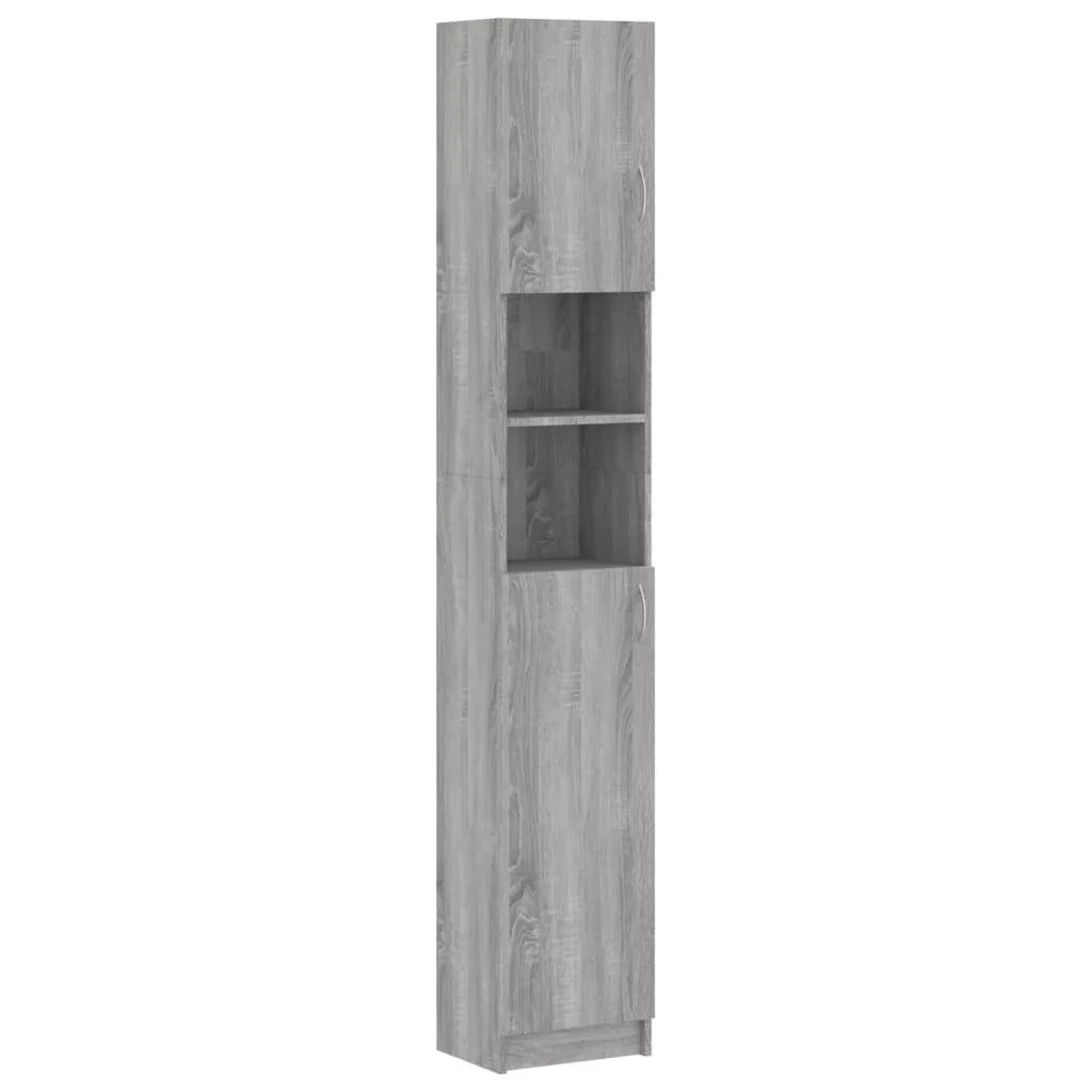 Armadietto Bagno Grigio Sonoma 32x25,5x190 cm Legno