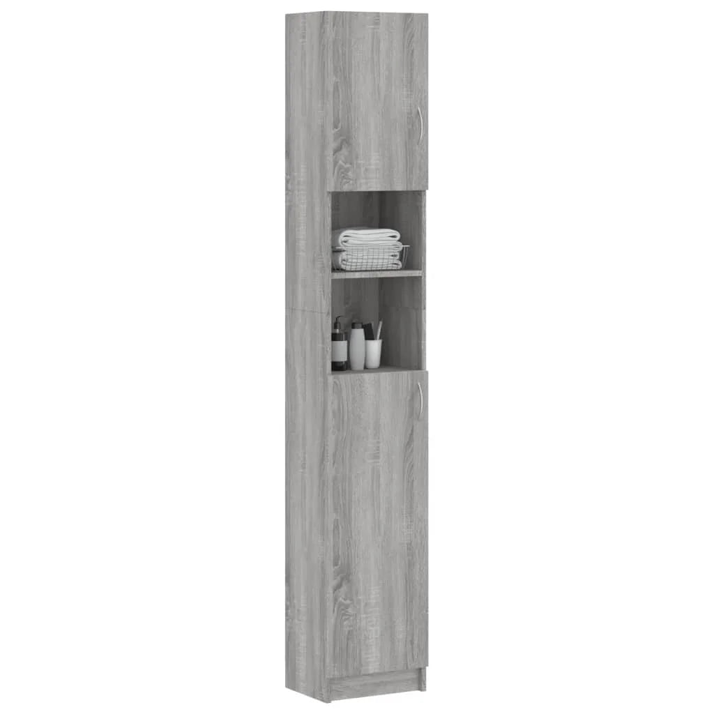 Armadietto Bagno Grigio Sonoma 32x25,5x190 cm Legno
