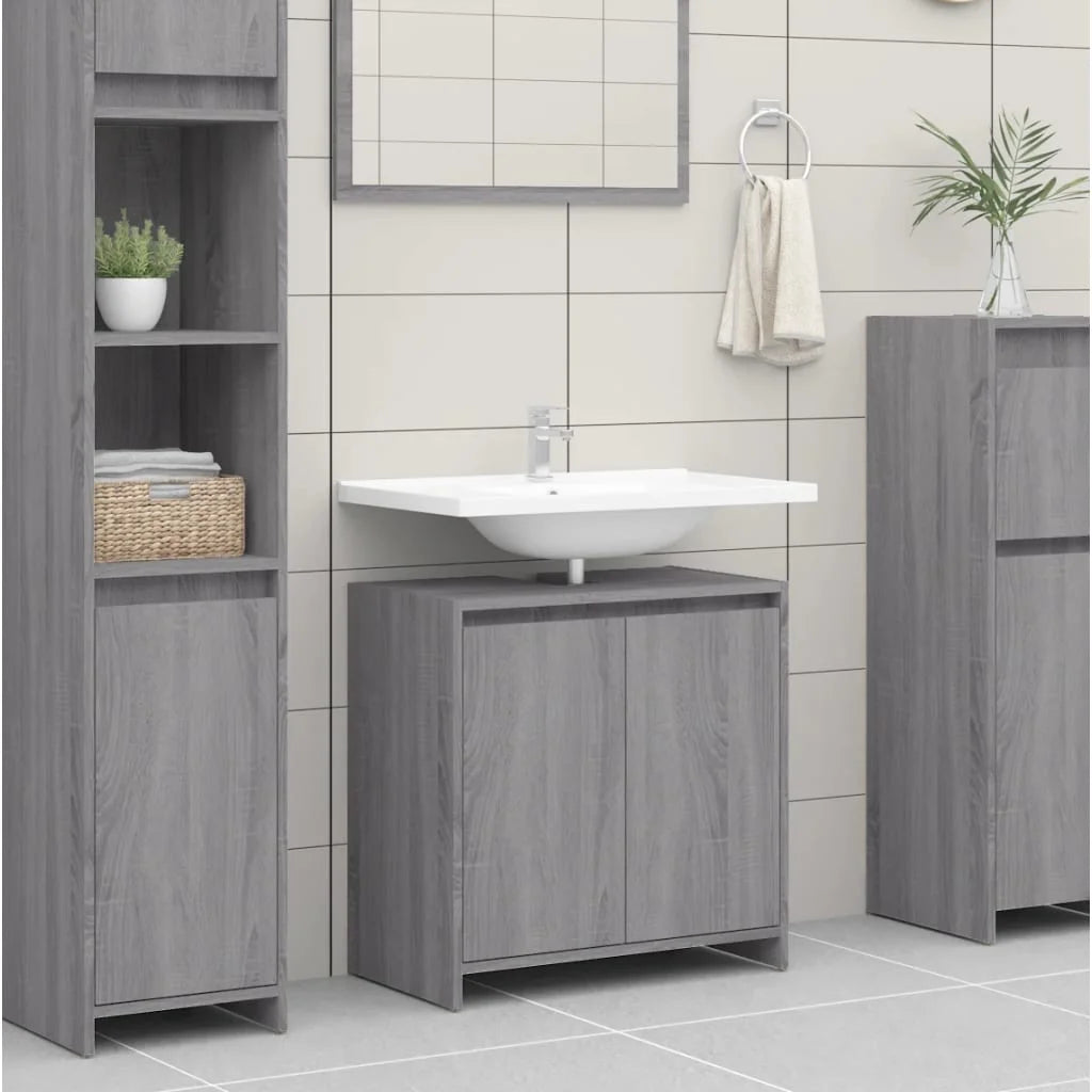 Armadietto Bagno Grigio Sonoma 60x33x61 cm in Legno