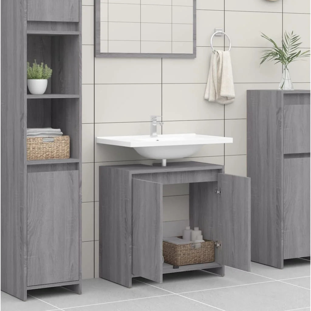 Armadietto Bagno Grigio Sonoma 60x33x61 cm in Legno