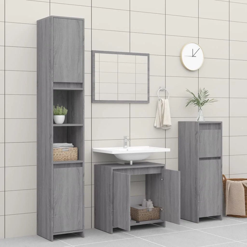 Armadietto Bagno Grigio Sonoma 60x33x61 cm in Legno