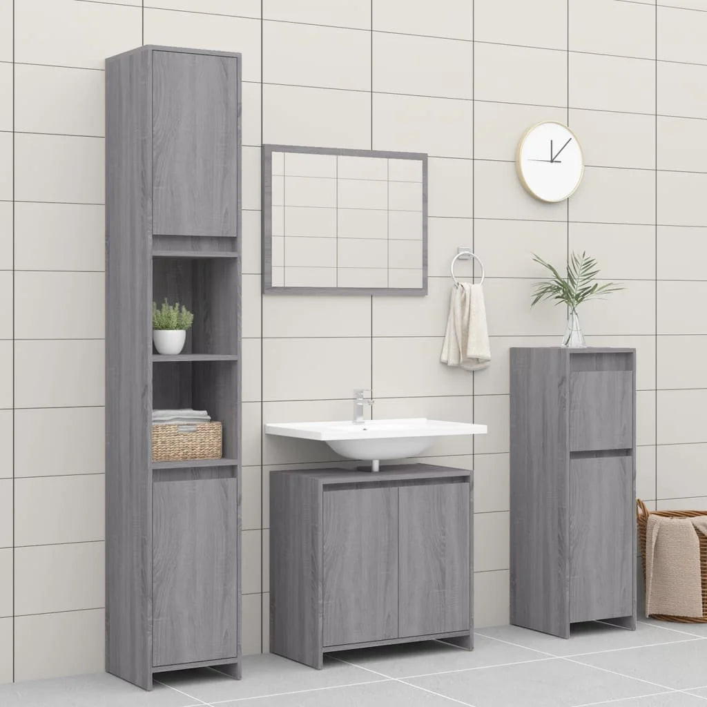 Armadietto Bagno Grigio Sonoma 60x33x61 cm in Legno