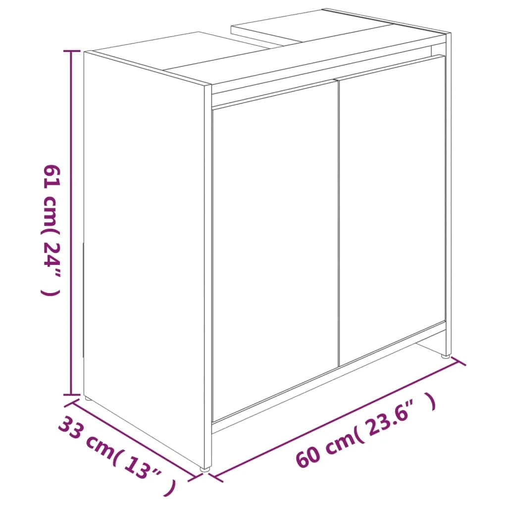 Armadietto Bagno Grigio Sonoma 60x33x61 cm in Legno