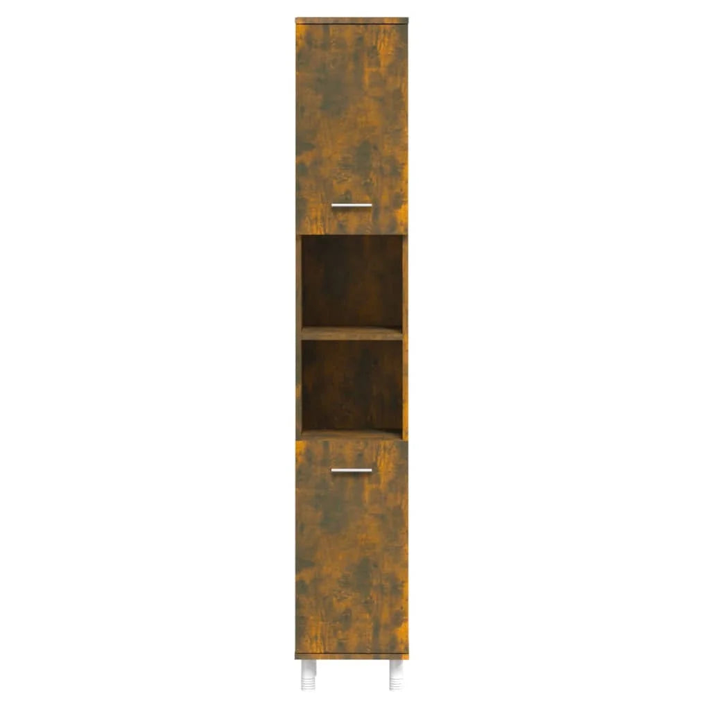 Armadietto Bagno Rovere Fumo 30x30x179 cm in Legno