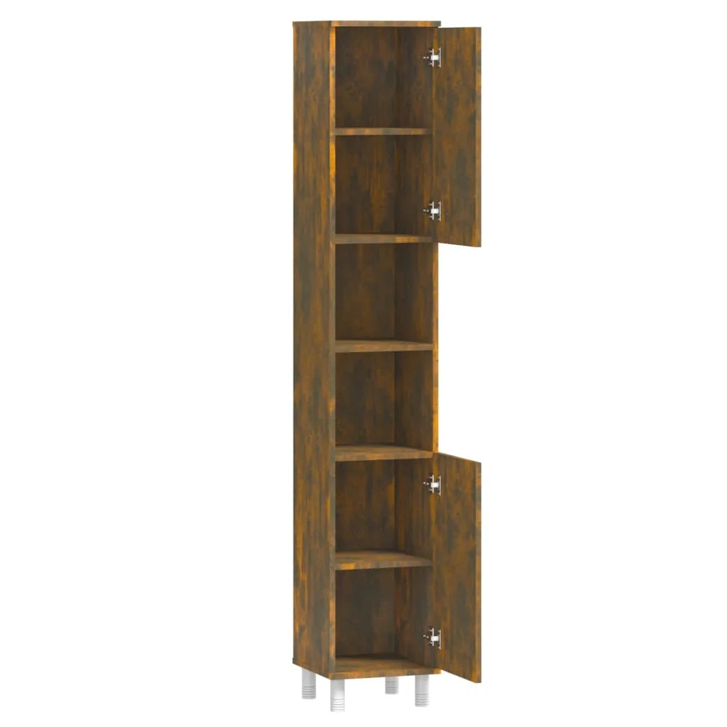 Armadietto Bagno Rovere Fumo 30x30x179 cm in Legno