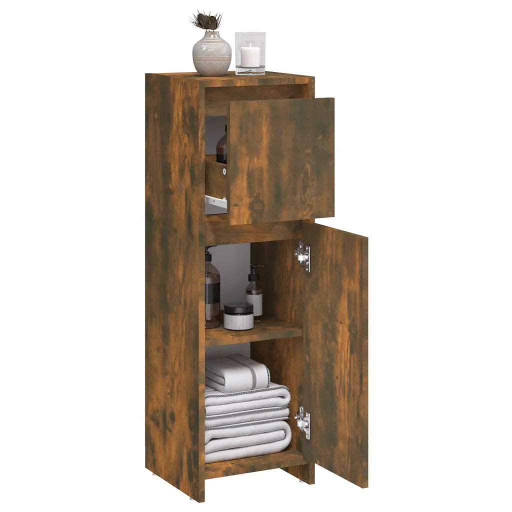 Armadietto Bagno Rovere Fumo 30x30x95 cm in Legno