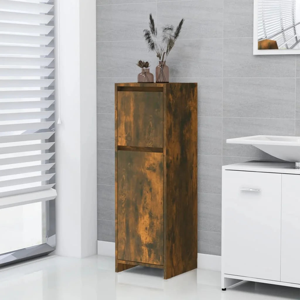 Armadietto Bagno Rovere Fumo 30x30x95 cm in Legno