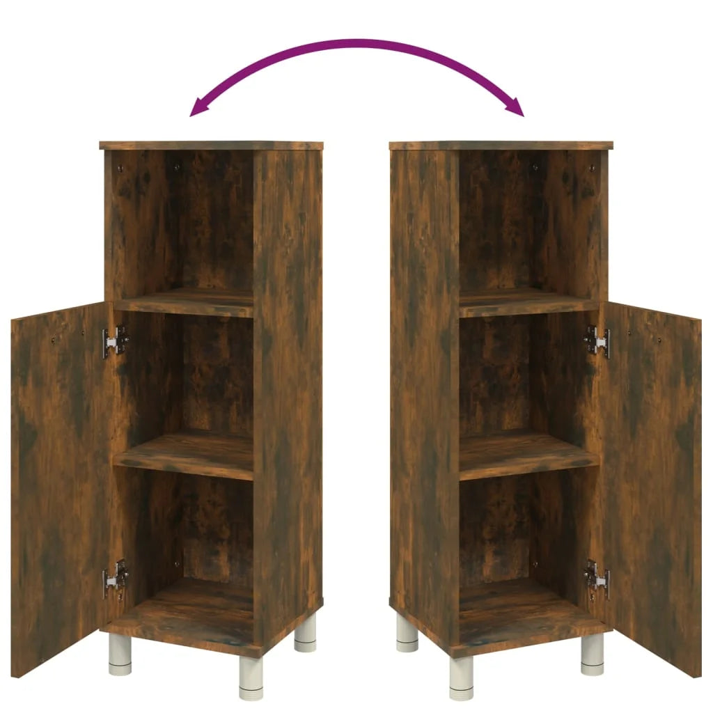 Armadietto Bagno Rovere Fumo 30x30x95 cm in Legno