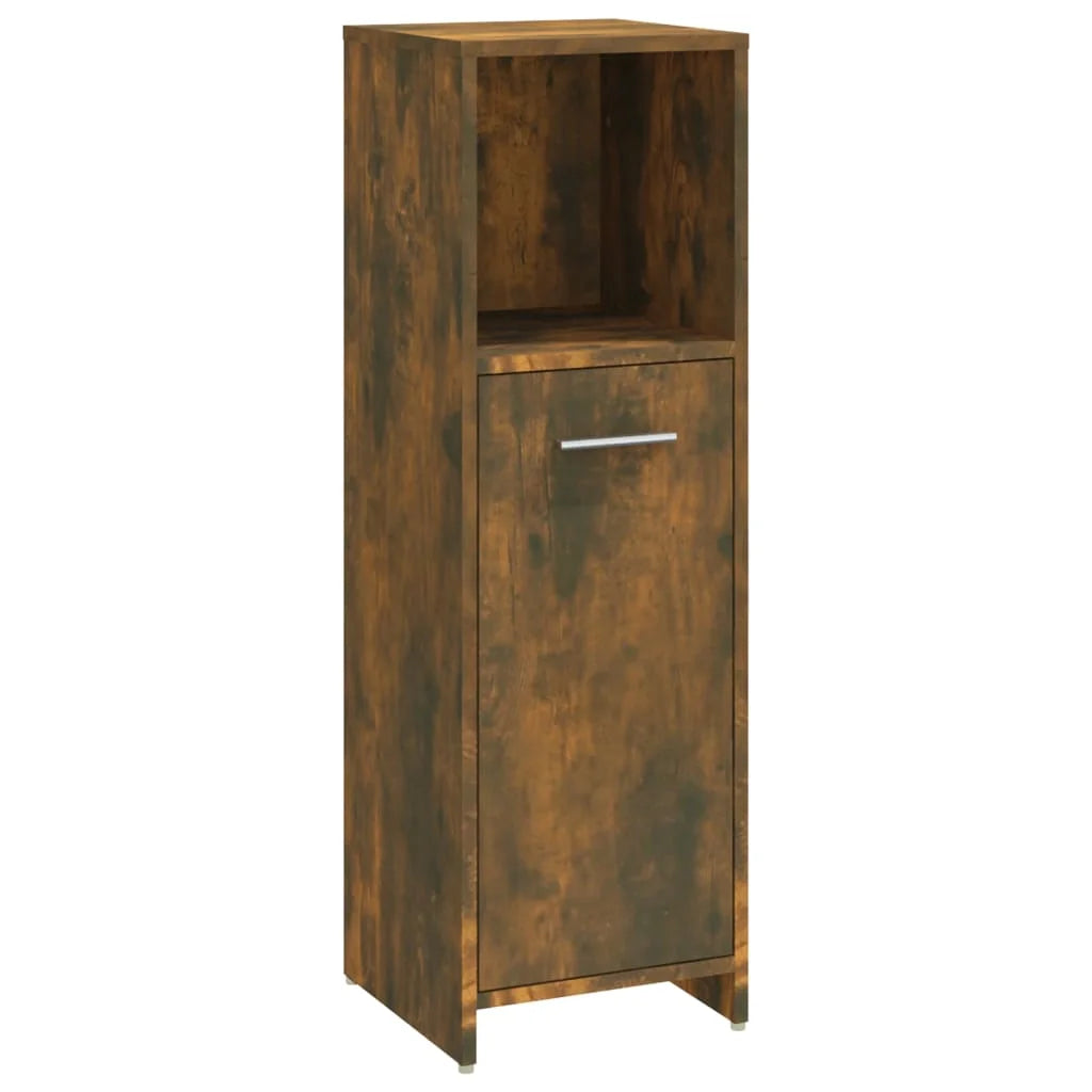 Armadietto Bagno Rovere Fumo 30x30x95 cm in Legno