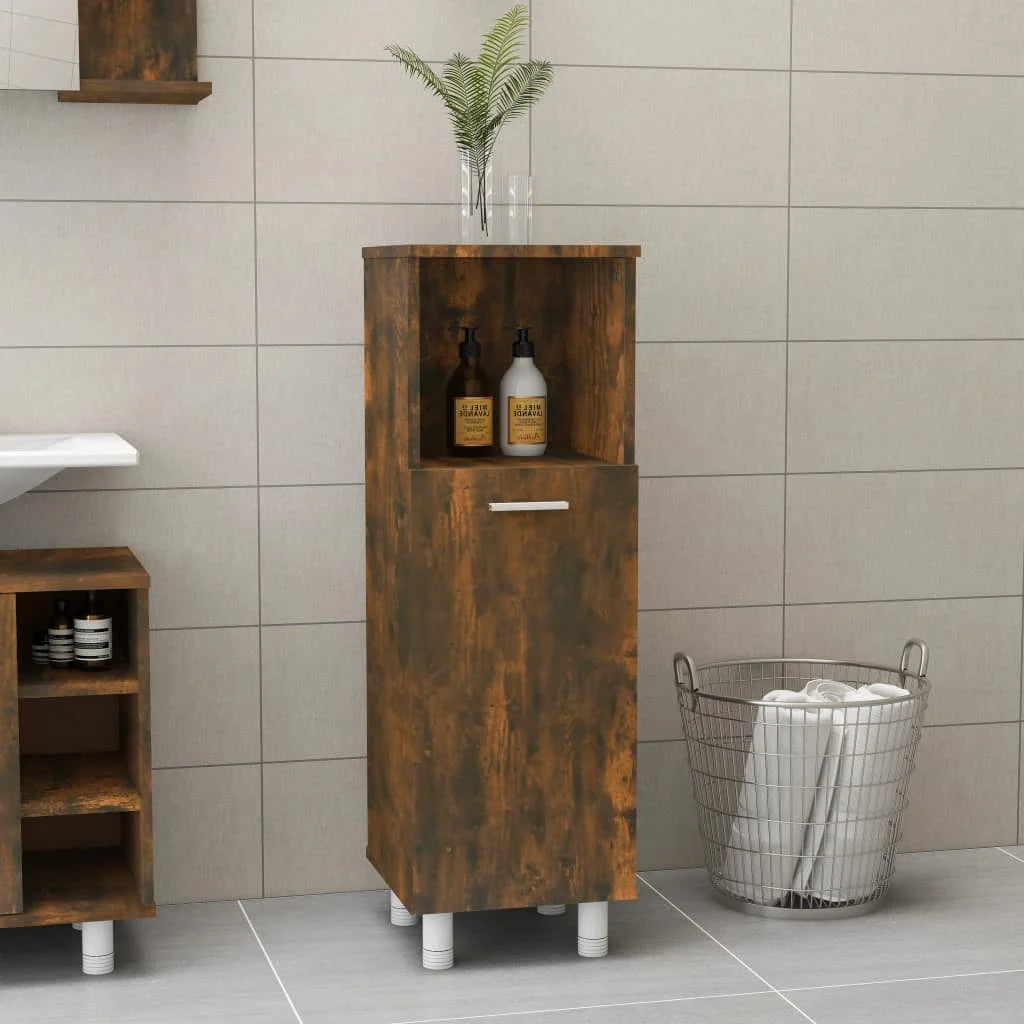Armadietto Bagno Rovere Fumo 30x30x95 cm in Legno