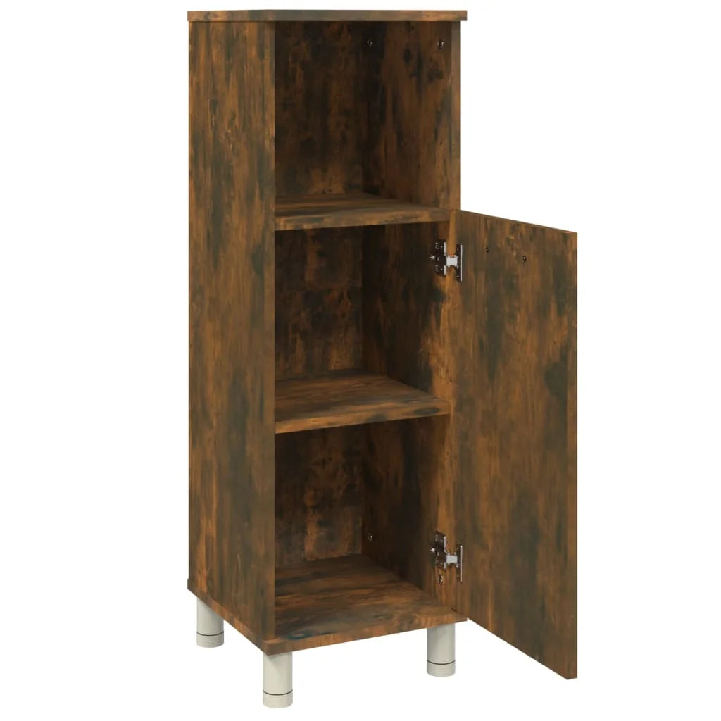 Armadietto Bagno Rovere Fumo 30x30x95 cm in Legno