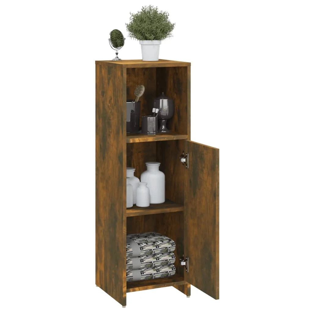 Armadietto Bagno Rovere Fumo 30x30x95 cm in Legno