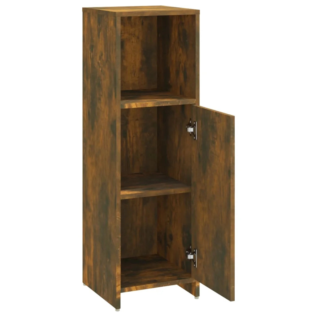Armadietto Bagno Rovere Fumo 30x30x95 cm in Legno