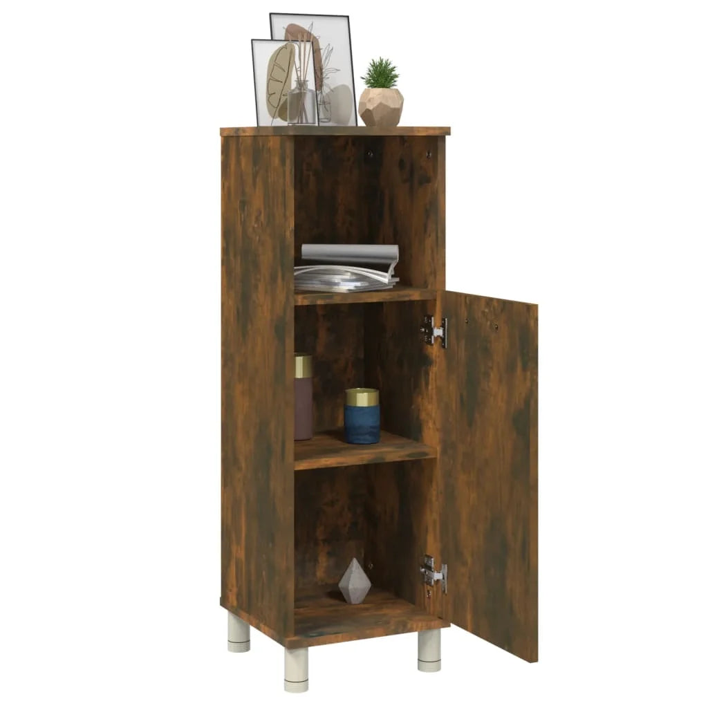 Armadietto Bagno Rovere Fumo 30x30x95 cm in Legno