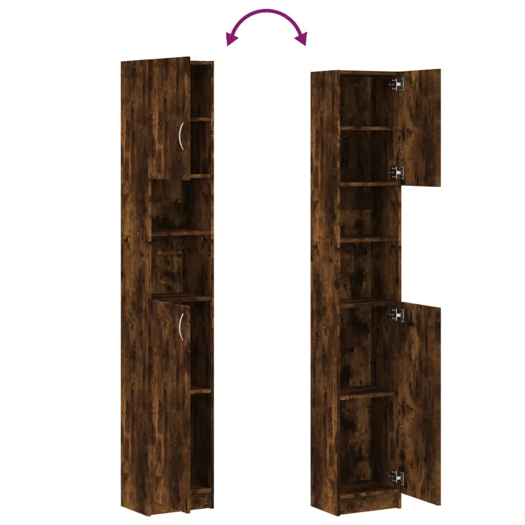 Armadietto Bagno Rovere Fumo 32x25,5x190 cm Legno