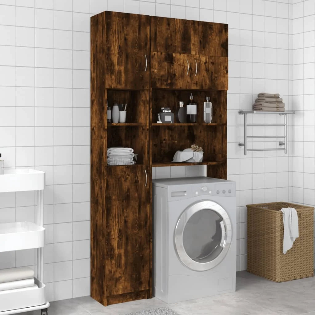 Armadietto Bagno Rovere Fumo 32x25,5x190 cm Legno