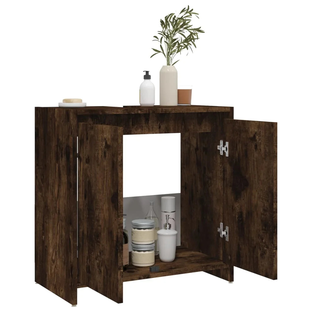 Armadietto Bagno Rovere Fumo 60x33x61 cm in Legno