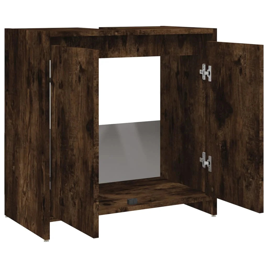 Armadietto Bagno Rovere Fumo 60x33x61 cm in Legno