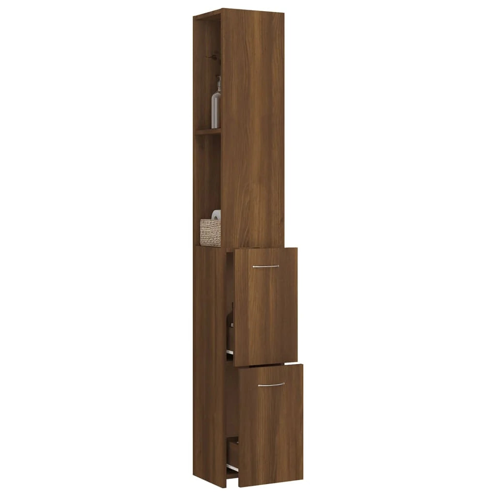 Armadietto Bagno Rovere Marrone 25x26,5x170cm Legno