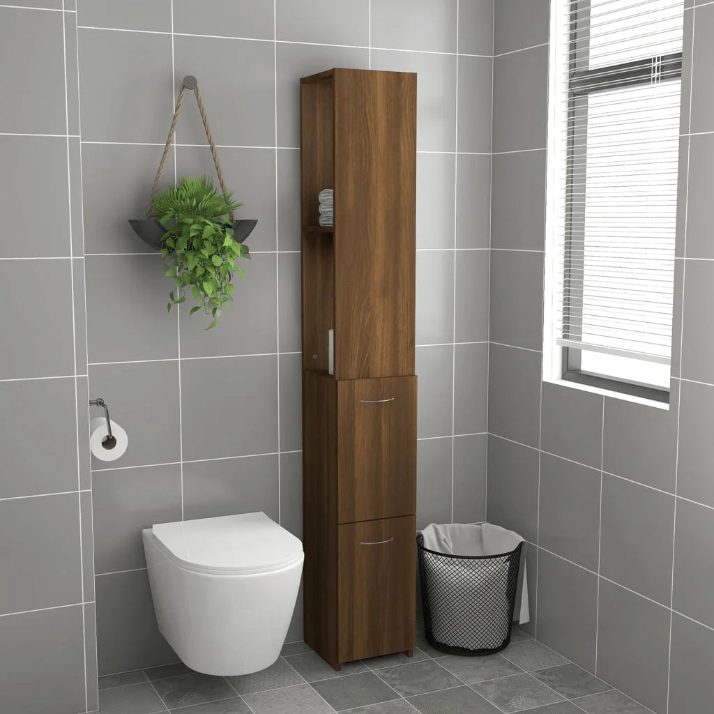 Armadietto Bagno Rovere Marrone 25x26,5x170cm Legno
