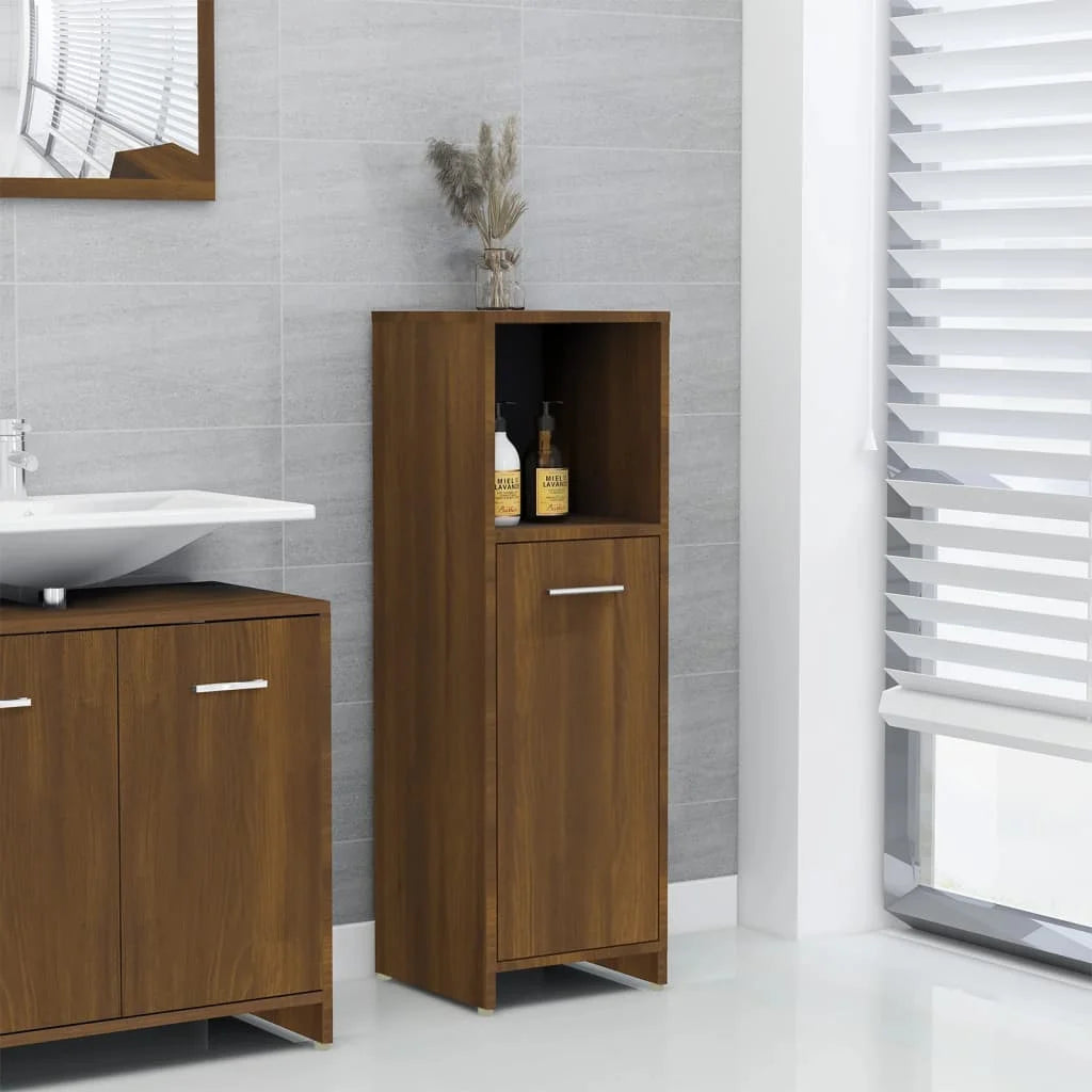 Armadietto Bagno Rovere Marrone 30x30x95cm in Legno