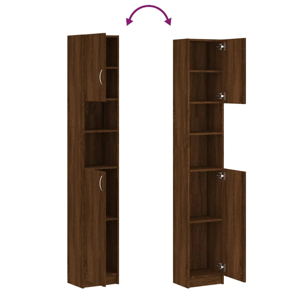 Armadietto Bagno Rovere Marrone 32x25,5x190cm Legno
