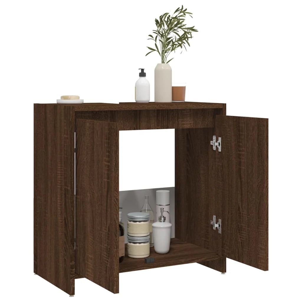 Armadietto Bagno Rovere Marrone 60x33x61cm Legno