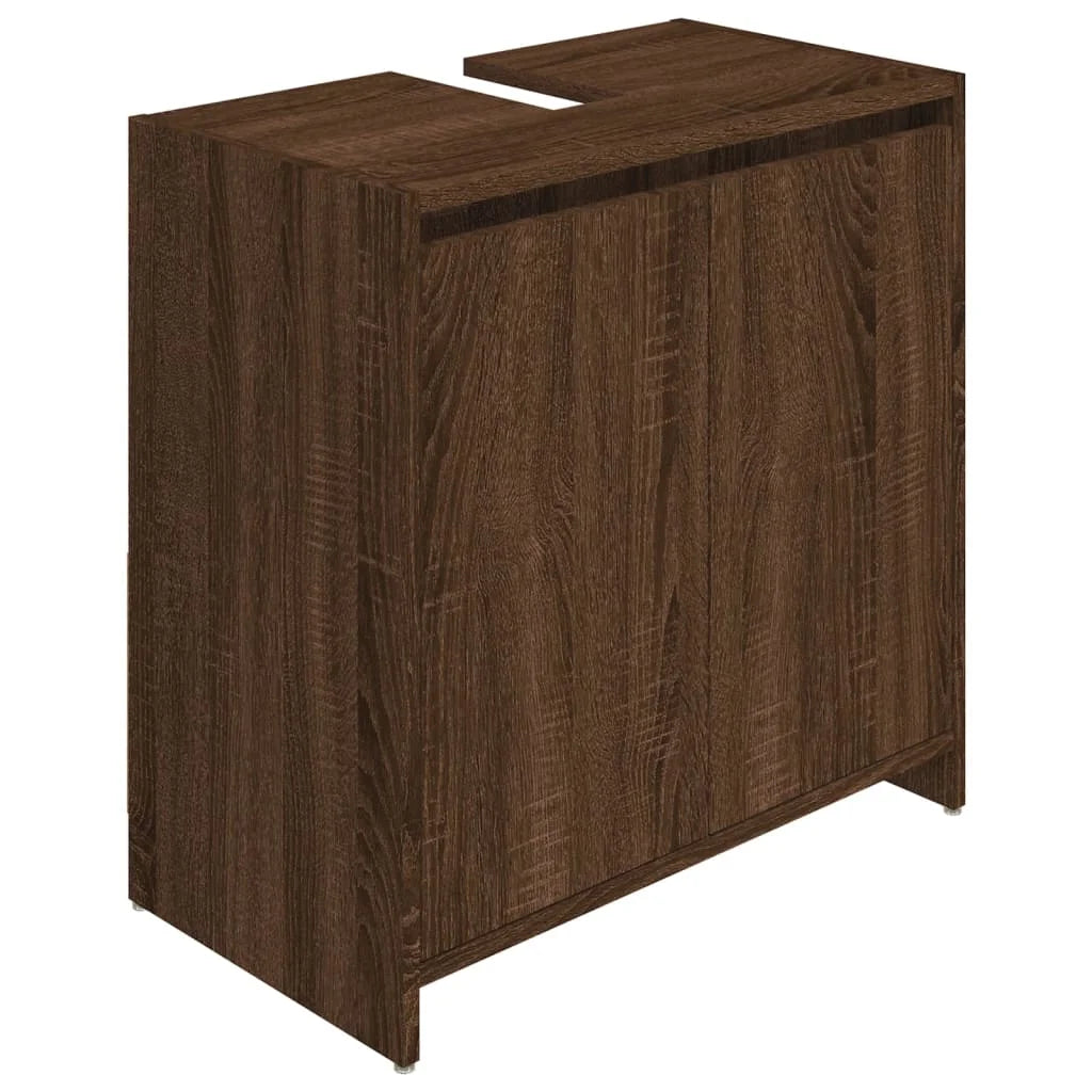 Armadietto Bagno Rovere Marrone 60x33x61cm Legno