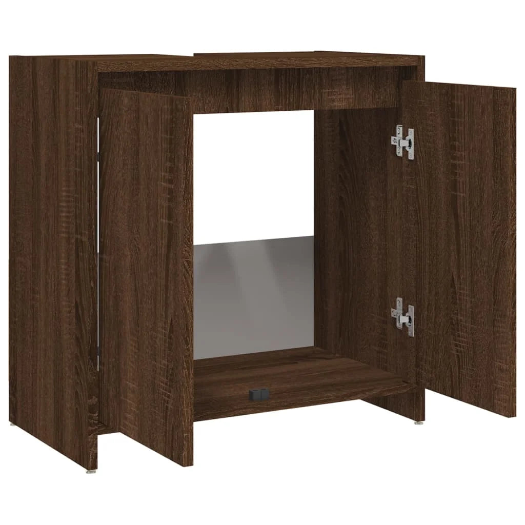 Armadietto Bagno Rovere Marrone 60x33x61cm Legno