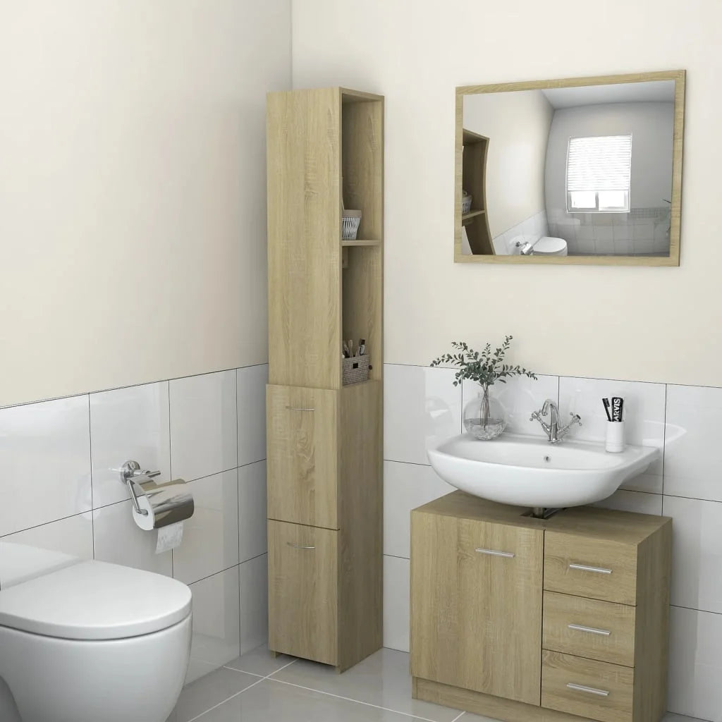 Armadietto Bagno Rovere Sonoma 25x26,5x170 cm Legno
