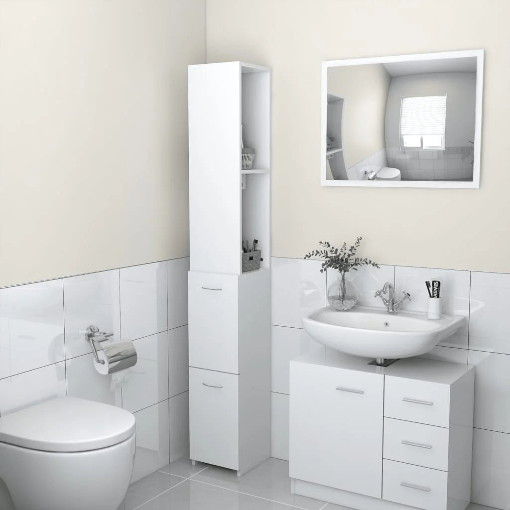 Armadietto da Bagno Bianco 25x26,5x170 cm in Legno