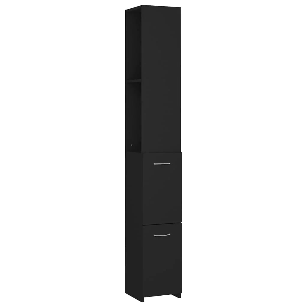 Armadietto da Bagno Nero 25x26,5x170 cm in Legno