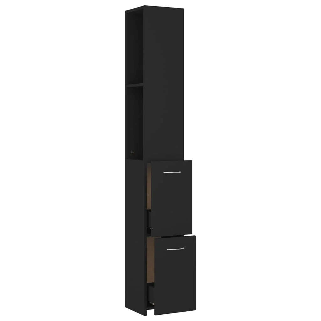 Armadietto da Bagno Nero 25x26,5x170 cm in Legno