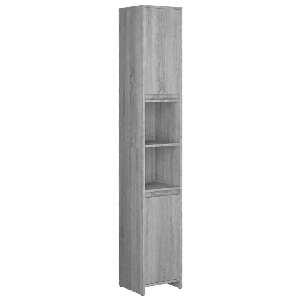 Armadio Bagno Rovere Grigio 30x30x183,5cm Legno